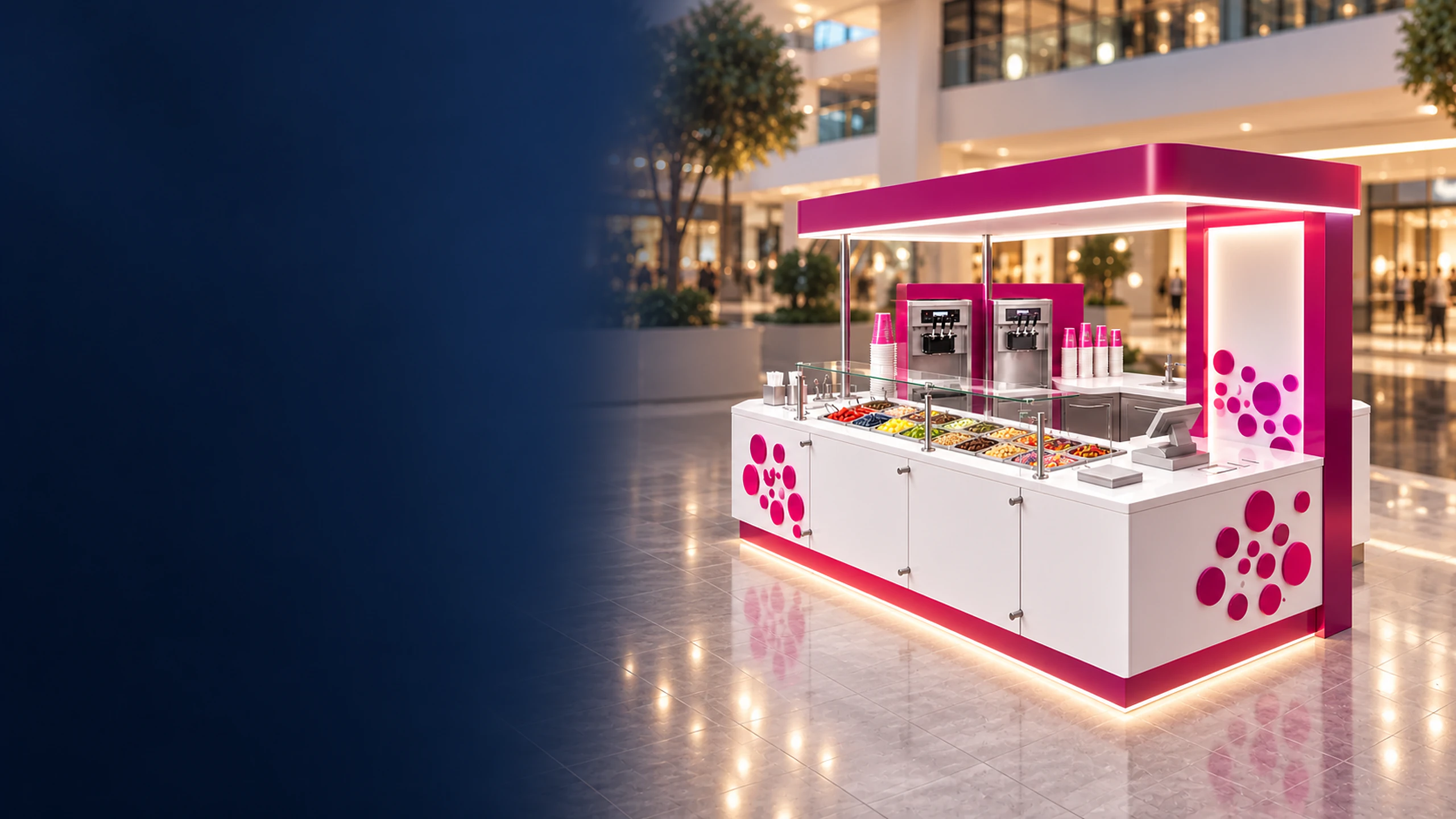 Frozen Yogurt Kiosk custom design and manufacturing reference
