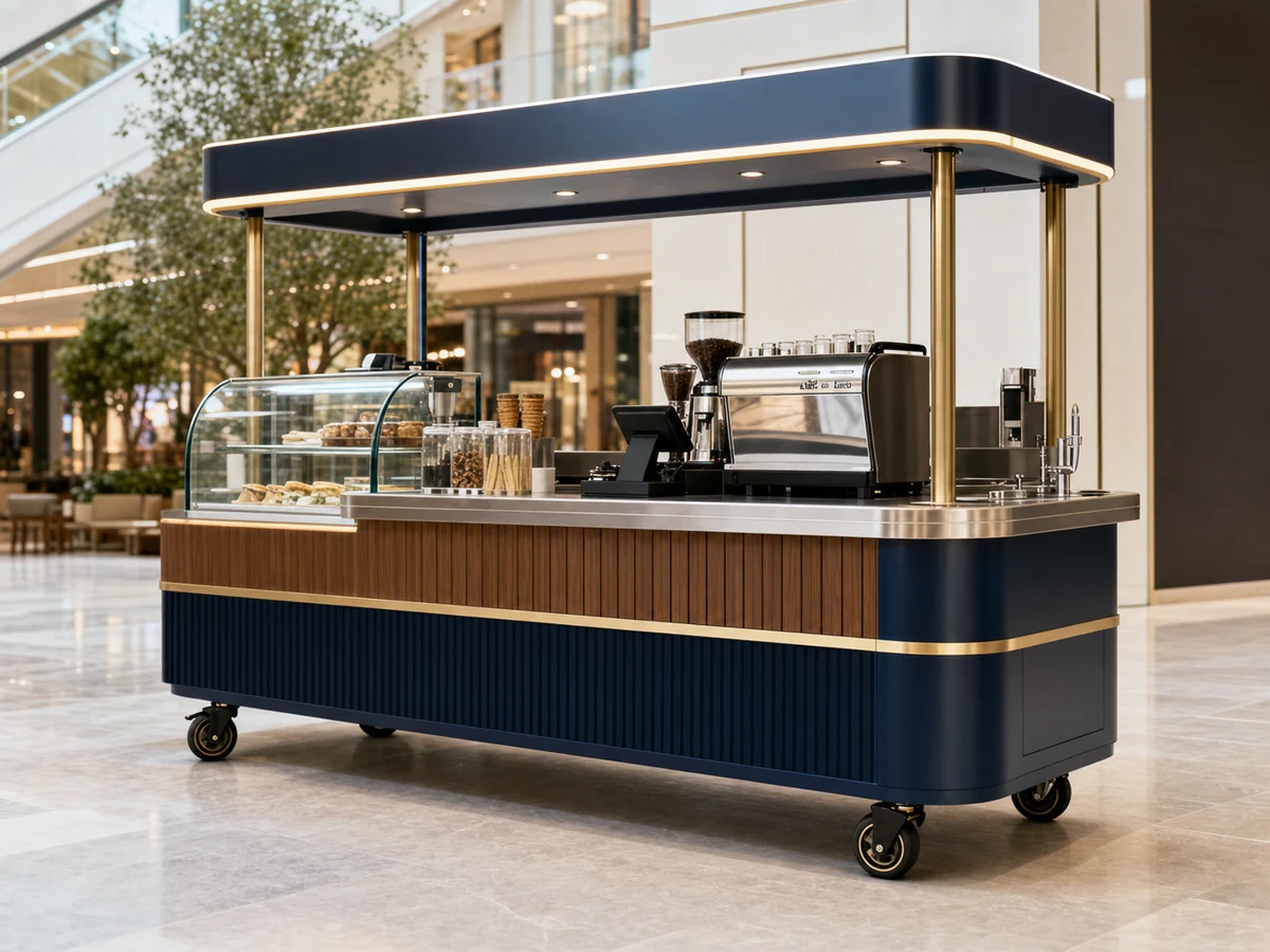 Modern Ice Cream Carts custom kiosk display by Benson Fixtures