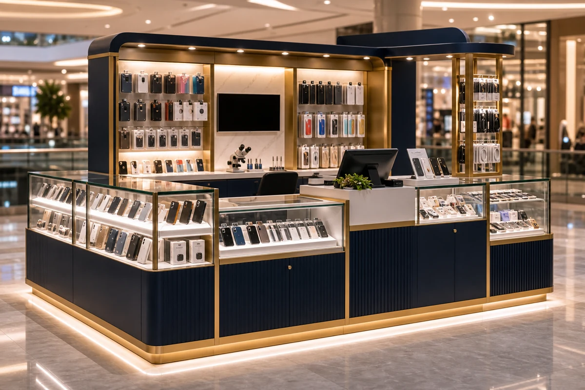 Luxury mall kiosk project manufactured by Benson
