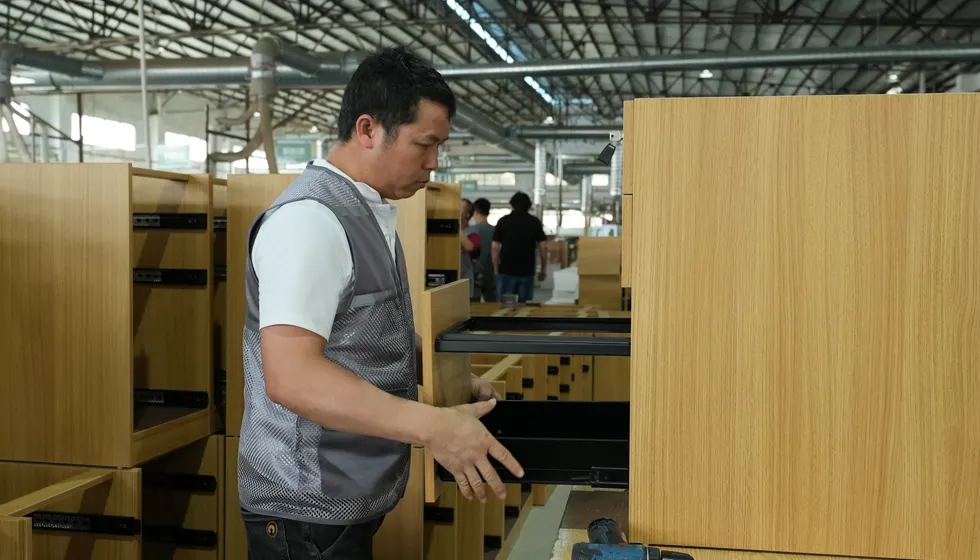 Benson in-house workshop assembling custom retail kiosk cabinets